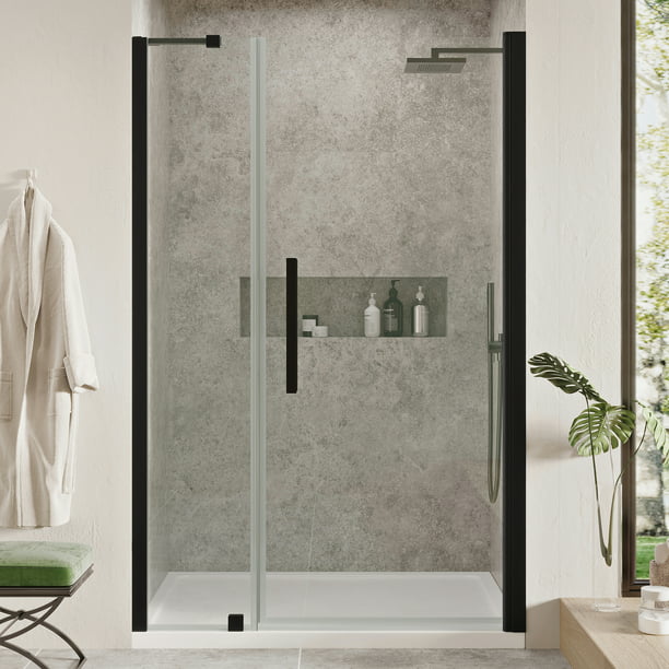Ove Decors Endless PA0650420 Pasadena, Alcove Frameless Pivot Shower Door and Base, 48 in. W x