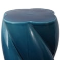thumbnail image 2 of Yves 18" Modern Minimalist Rope Twist Ceramic Indoor-Outdoor Garden Stool, Cracked Blue, 2 of 4