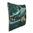 thumbnail image 2 of Fotbe Abstract Geometric Shark Pattern Velvet Decorative Throw Pillow Covers with Elegant Piping, Soft Plush Cushion Cover for Sofa, Bed, Car, Office-18"x18", 2 of 8