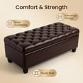 thumbnail image 4 of CQSXDA Functional  Storage Ottoman Bench 50.25 Inch with Safety Hinges for Living Dining Room and Hallway, Brown-PU Leather, 4 of 7