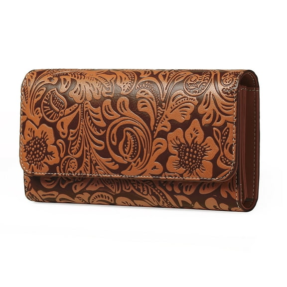GOIACII Western Wallets for Women Trifold Wallets Large Capacity Women Clutch Wallet with Coin Purse
