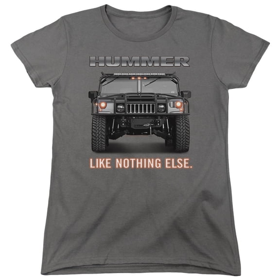 Trevco HMR108-WT-5 Hummer Like Nothing Else Short Sleeve T-Shirt for Women, Charcoal - 2XL
