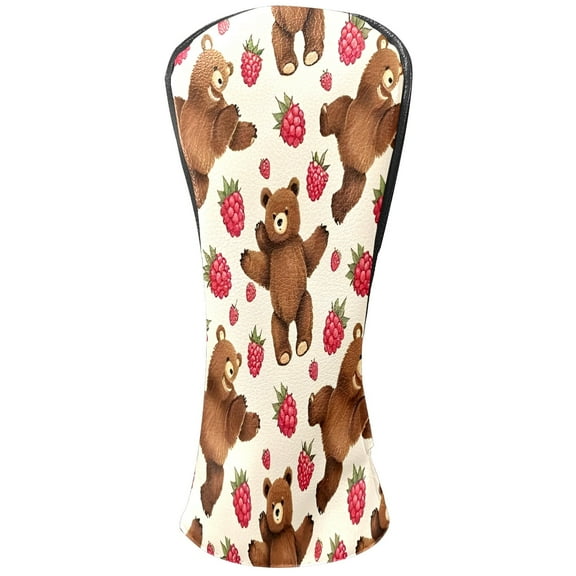 Golf Club Covers, Brown BearBerry Premium PU Leather Driver Hybrid Putter Head Covers with Velvet Lining, Waterproof Golf Gifts for Men Women