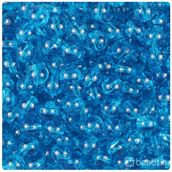 BeadTin Turquoise Transparent 8mm Round Craft Beads (300pcs)