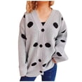 thumbnail image 2 of Hot6sl Womens Knitted Cardigan Sweater Jacket V-neck Sweater, 2 of 6