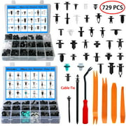 Car Retainer Clips 32 Most Popular Sizes Fasteners 729 PCS Automotive Plastic Clips with 10 Cable Ties 1 Car Plastic Clip Remover for Ford GM Toyota Honda Chrysler BMW Benz Nissan Subaru Audi Mazda