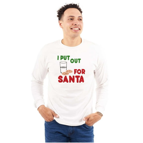 I Put Out For Santa Christmas Cookies Plus Size Long Sleeve Graphic Tee Shirt Brisco Brands 2X