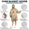 thumbnail image 5 of Yellow Highland Cow Flower Pattern Wearable Oversized Blanket,Wearable Blanket Hoodie for Adults,Cozy Hooded Blankets with Super Pockets,Super Warm Fuzzy Pullover for Women & Men, 5 of 6