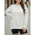 thumbnail image 4 of JYLFC Women Button Down Henley Heavyweight Sweatshirts Autumn Winter Cute Solid Color Patchwork Pullover White L, 4 of 8