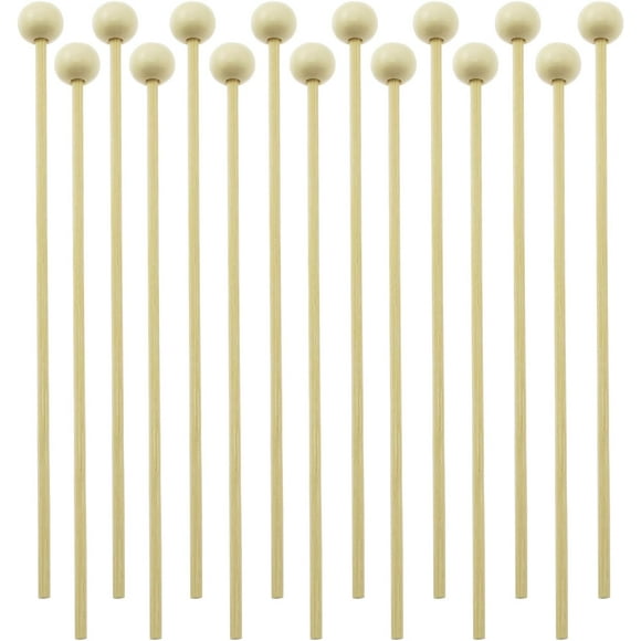 Qucyy 100PCS Round Ball Stirrer Sticks 6in Supply Lollipop Wooden with Beads Round Ball Wedding Cake Candy Dessert DIY Marshmallow Stick