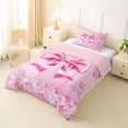 thumbnail image 2 of Erosebridal Pink Princess Bowknot Twin Comforter Sets For Girls,3D Glitter Print Diamond Kids Bedding Set,Pink Reversible,2 Pieces, 2 of 7