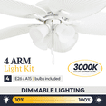 thumbnail image 4 of Prominence Home Palm Lake 52" Indoor Outdoor Ceiling Fan with Pull Chain, White, 4 of 16