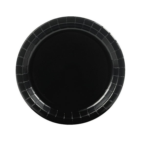 Black 7" Paper Plate (24Pc) - Party Supplies - 24 Pieces