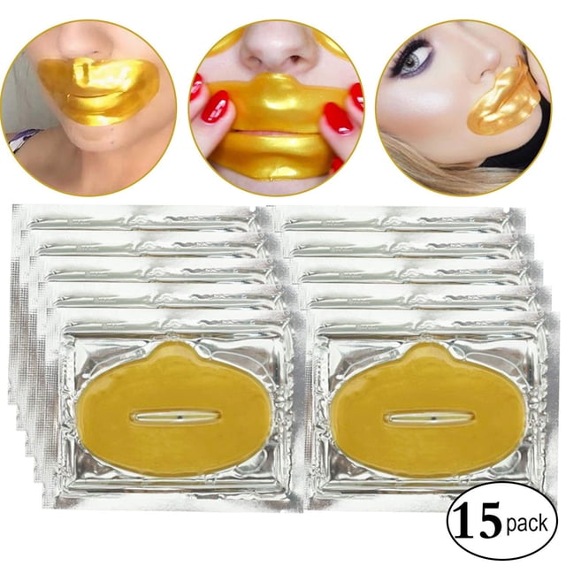 KlsyChry Almohadillas de gel para máscara de labios de cristal de biocolágeno de oro de 24 quilates para eliminar líneas, hidratante, antiarrugas, antienvejecimiento, tratamiento nutritivo e hidratant