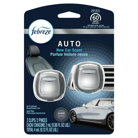 Febreze Car Odor-Eliminating Air Freshener, New Car Scent, 2 ct