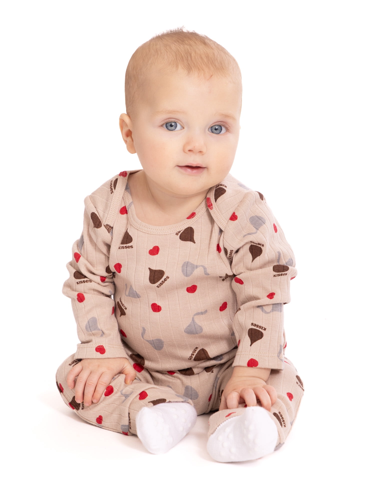 Hershey Kisses Baby Girls Valentine's Day Long Sleeve Bodysuit with Matching Joggers, 2-Piece Set, Sizes Newborn-12M