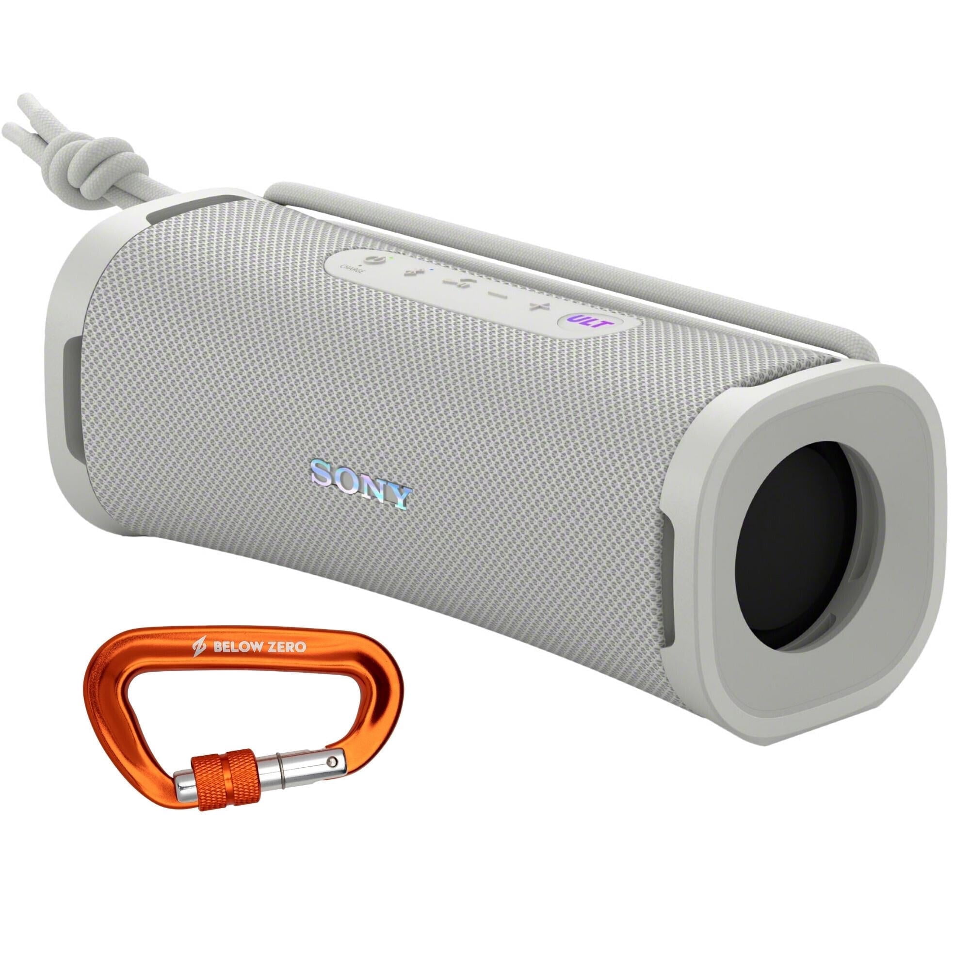Sony ULT FIELD 1 Bluetooth Wireless Portable Speaker with Echo Canceling Technology (Off-White) Bundle with 12kN Heavy Duty Carabiner with Locking Clamp (Orange) (2 Items)