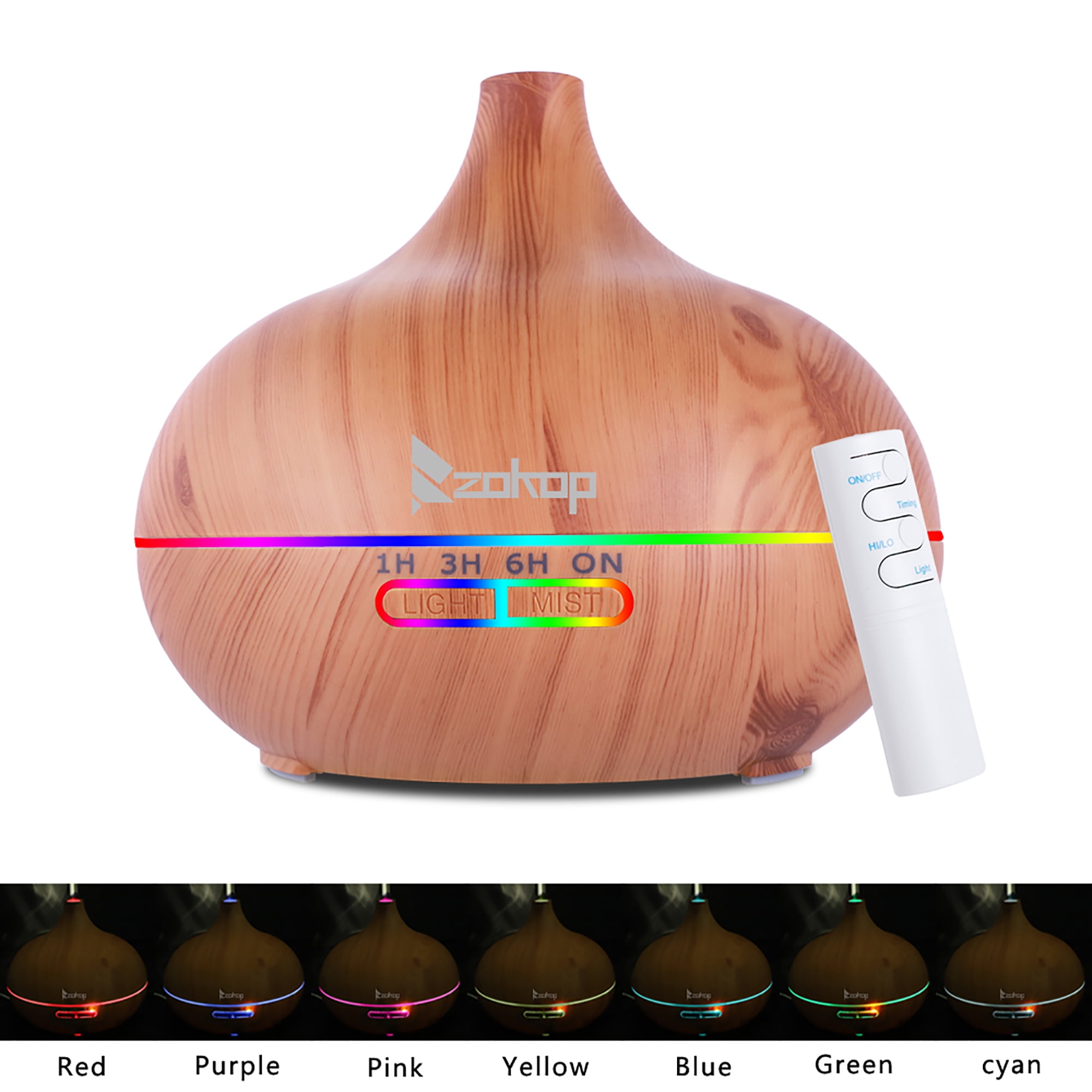 1801YK 110V 500ML RGB Aroma Essential Oil Diffuser, 7 Color Lights Wood