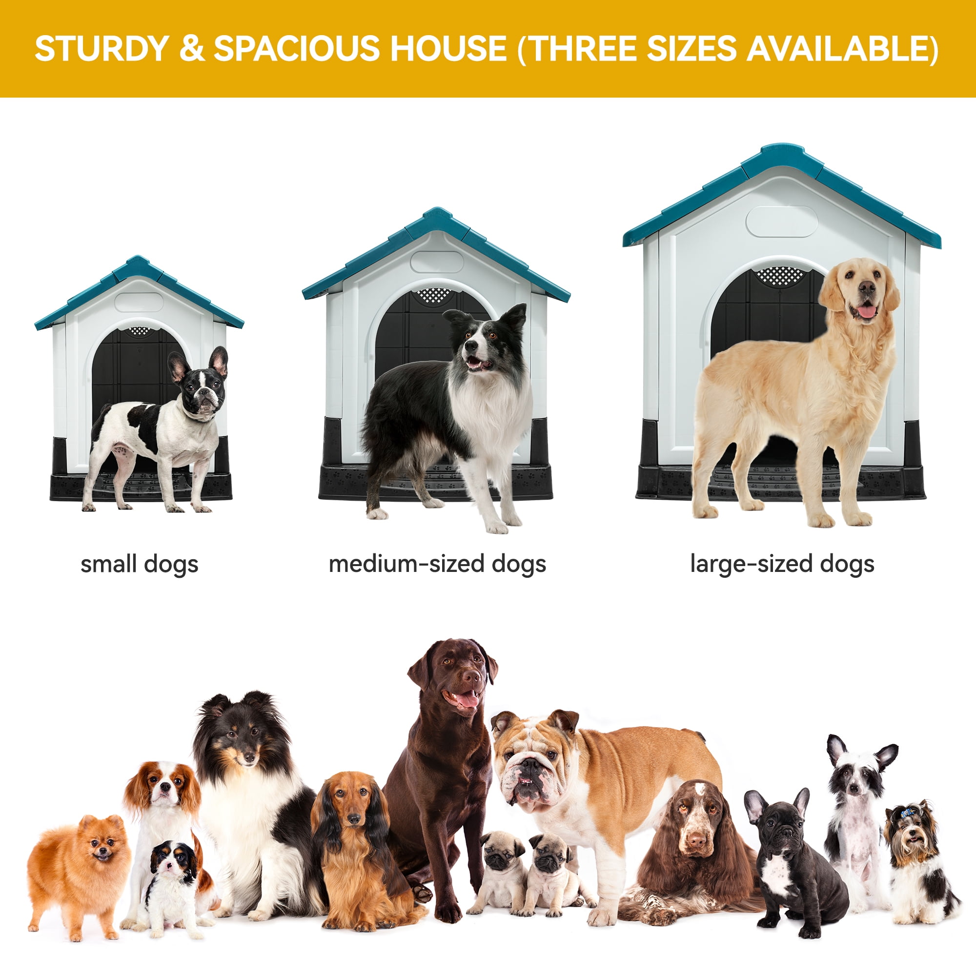 Dextrus Foldable Large Outdoor Dog House - Spacious and Functional Shelter for Your Canine (41.3"L*34.6"W*39"H) Companion for Small, Medium, and Large Dogs