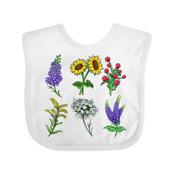 Inktastic Group of Beautiful Wildflowers Boys or Girls Baby Bib