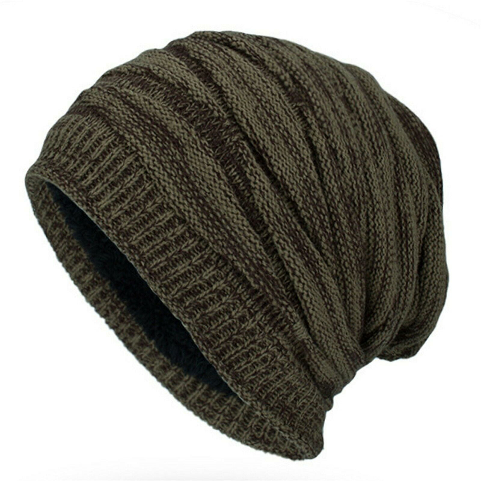 Knitted Unisex Mens Womens Winter Baggy Slouchy Solid Cotton Beanie Hat Ski Cap 
