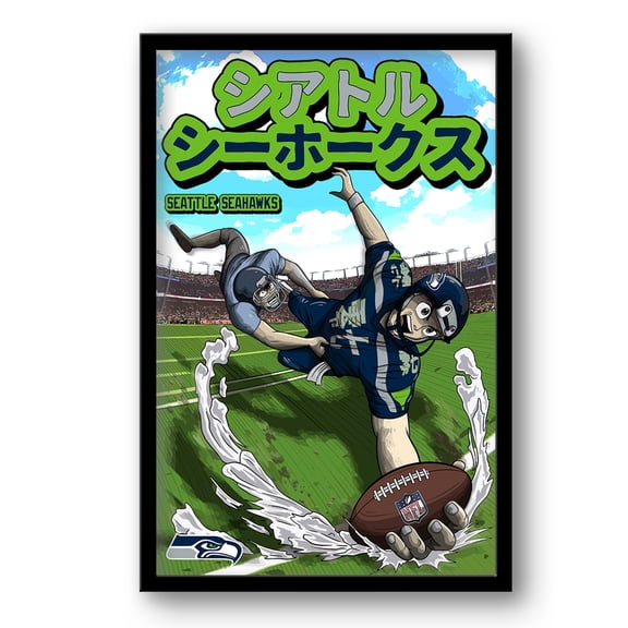 Seattle Seahawks 14" x 20" Framed Anime Art Print