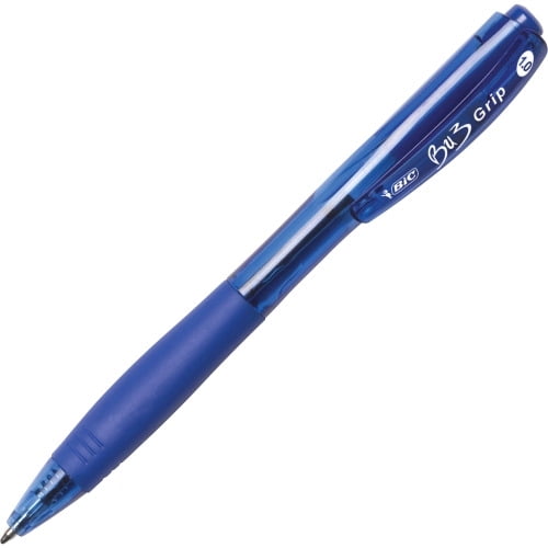 BIC BU3 Ballpoint Retraction Pens Medium Pen Point - 1 mm Pen Point Size - Retractable - Blue - Blue Barrel - 12 / Dozen