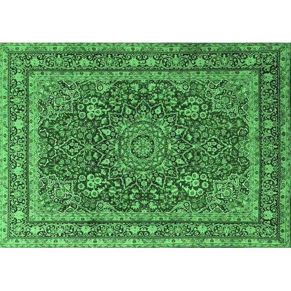 Ahgly Company Indoor Rectangle Medallion Emerald Green Traditional Area Rugs, 4' x 6'