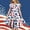 White, variant on Amidoa Girls Summer Dresses 4th of July A-Line Short Sleeve Ruffled Dresses Floral Print Casual With Pockets Kids Sundress White Size 8