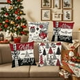 thumbnail image 4 of 4PCS Christmas Decorative Throw Pillow Covers 18x18" Christmas Pillowcase Santa Claus Print Pillowcase Holiday Bedroom Home Decors Cushion Cover for Couch Sofa Bed, 4 of 7