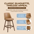 thumbnail image 2 of ROME + OAK Rowan 26" Swivel Counter Stool in Walnut Finish with Brown Vegan Leather Seat, 3 Pack, 2 of 13