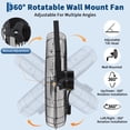 thumbnail image 4 of 20 Inch Wall Mount Fan, 4800 CFM 3 Speeds High Velocity Industrial Fan with 360° Tilt Head, IP44 Waterproof Heavy-Duty Aluminum Blades for Workshop, Warehouse, Greenhouse, Commercial, 4 of 8