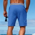 thumbnail image 6 of Bermuda Shorts for Men Summer Casual Waffle Knit Elastic Waist Straight Leg Slim Fit Beach Shorts with Pockets, 6 of 9