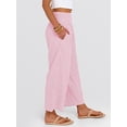 thumbnail image 4 of ANRABESS Women Striped Gingham Wide Leg Palazzo Pants Casual Lounge Cropped PJ Bottoms Comfy Cute Plaid Pants with Pockets Pink White Stripe Medium, 4 of 8