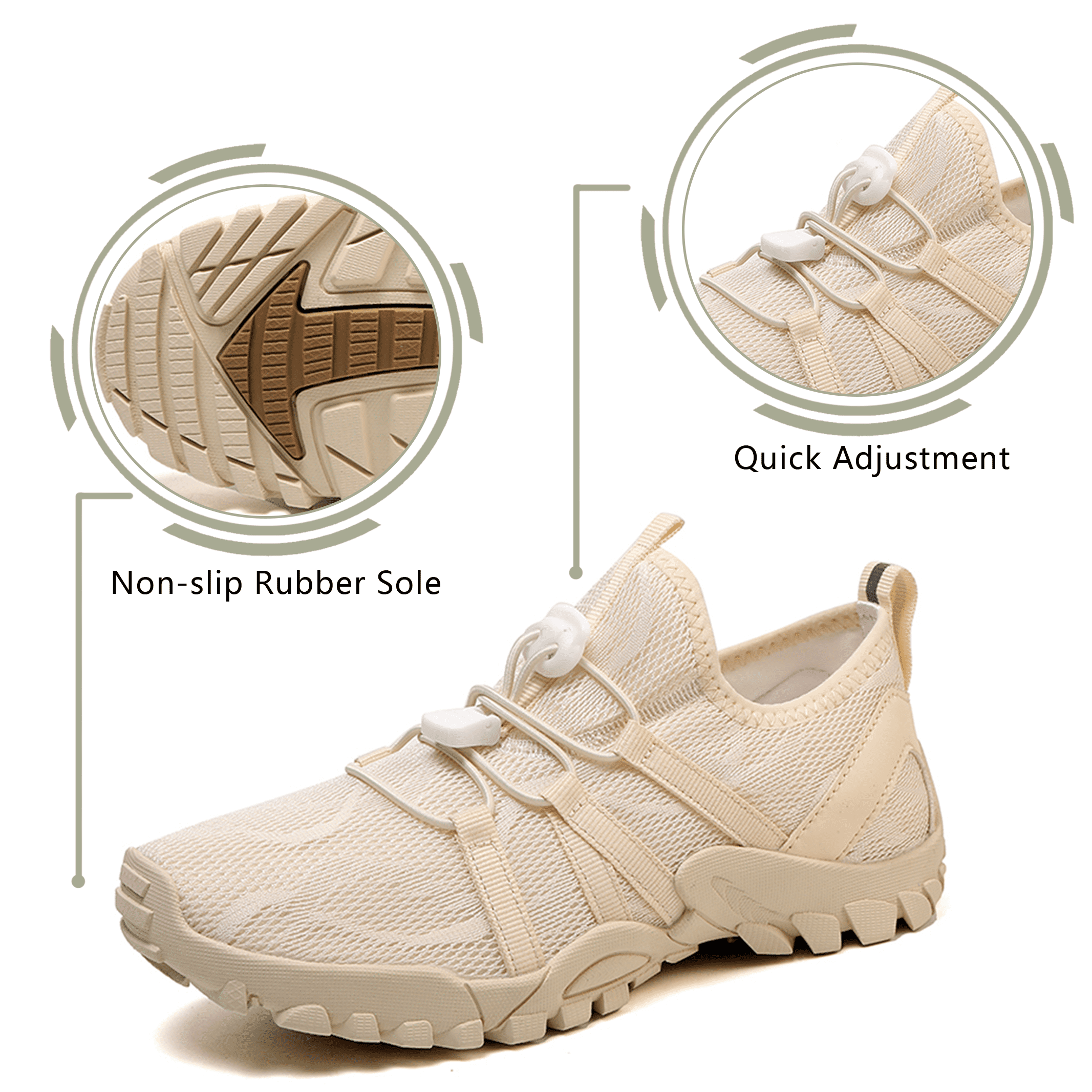 Stepedia Water Shoes Women Men Quick Dry Breathable Beach Shoes Barefoot Swim Shoes for Walking, Beige