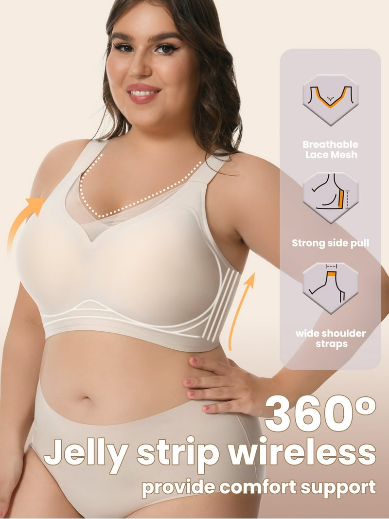 Homlouue Plus Size Bras for Women Sleep Soft Everyday Bra Deep V