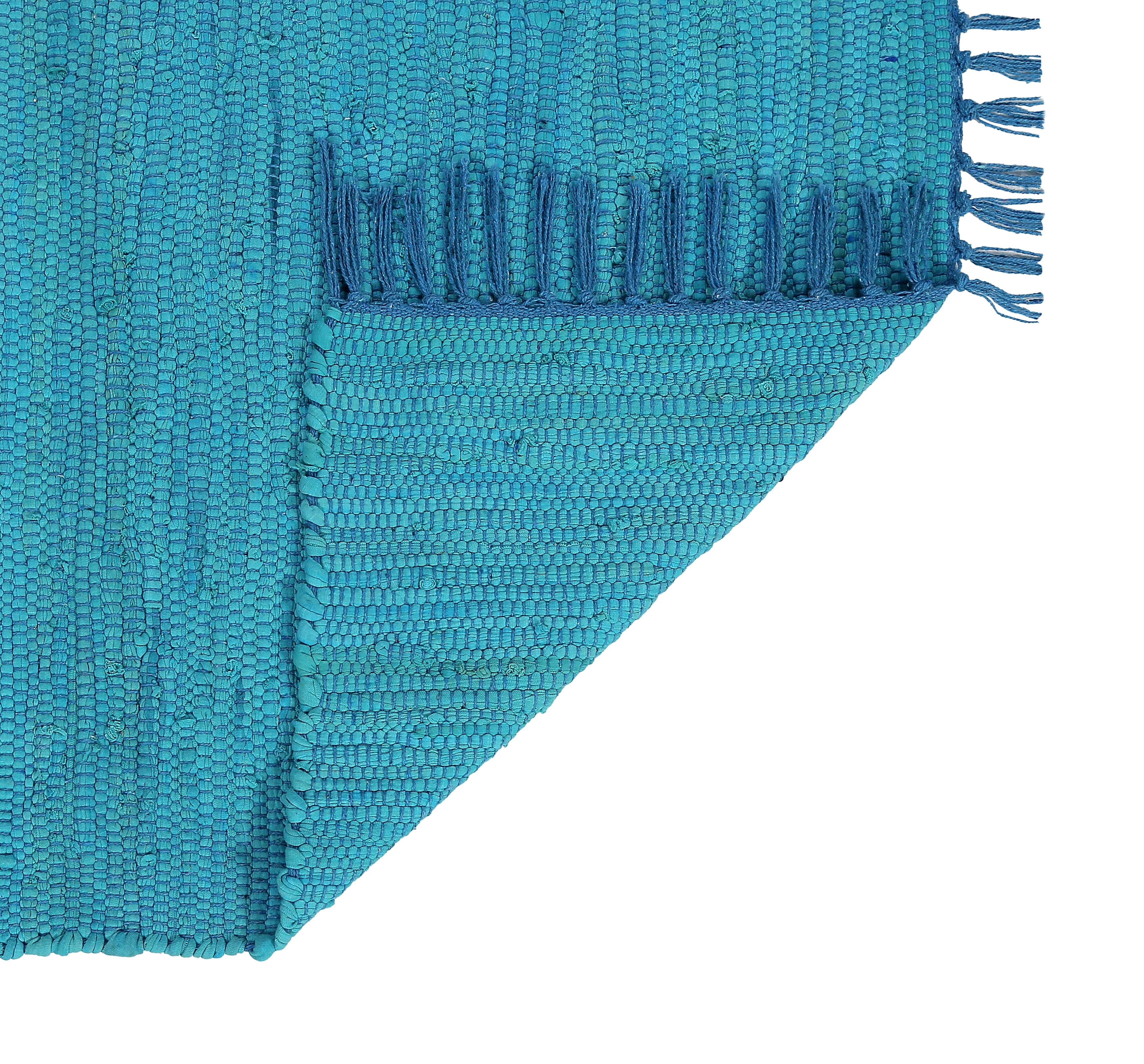 Cotton Rag Rug 24x36'' | 2x3' Multicolor Area Rugs- Hand Woven Washable & Reversible for Living Room Kitchen Entryway Throw Rug with Tassel