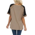 thumbnail image 3 of Pompotops Haut à Coutures Léopard Mode Femme T-shirt Col en V Manches Courtes Blouse Décontractée, 3 of 7