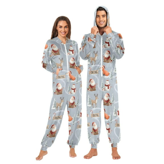 joogoo Reindeer Fox Snowman Christmas Unisex Adults Onesies Pajamas Jumpsuits L