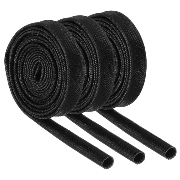 3Pcs Wire Insulation Braid Fire Sleeve,3.28Ft-4mm ID Black, High Temp Silicone Coated Fiberglass Sleeving