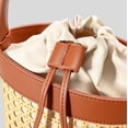 thumbnail image 2 of LHSHIDU Women Rattan Straw Tote Bucket Bag PU Leather Drawstring Crossbody Bag Summer Beach Holiday Purse, 2 of 6