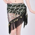 thumbnail image 5 of Xfvqtps Woman Sequin Dance Skirt Tassel Triangular Belt Belly Dancing Waist Towel Waist Chain Hip Towel Performance Skirt Gold, 5 of 7