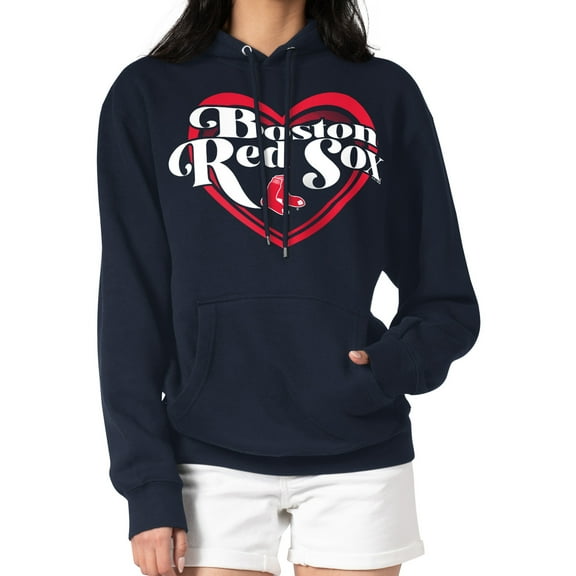 Women's G-III 4Her by Carl Banks Navy Boston Red Sox Double Heart Fleece Pullover Hoodie