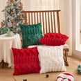 thumbnail image 6 of Christmas Throw Pillow Covers Soft Plush Jacquard Festivals Winter Cushion Case Decoration for Sofa Couch Bedroom Living Room Home Decor, Ornament Storage, 18 x 18 Inch 1 Pack, 6 of 9