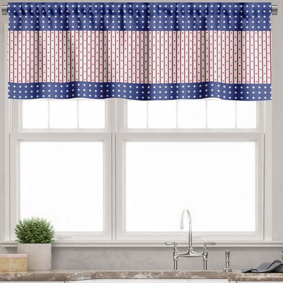 Ambesonne USA Window Valance, Stars and Stripes Flag, 54" X 12", Violet Blue Ruby White