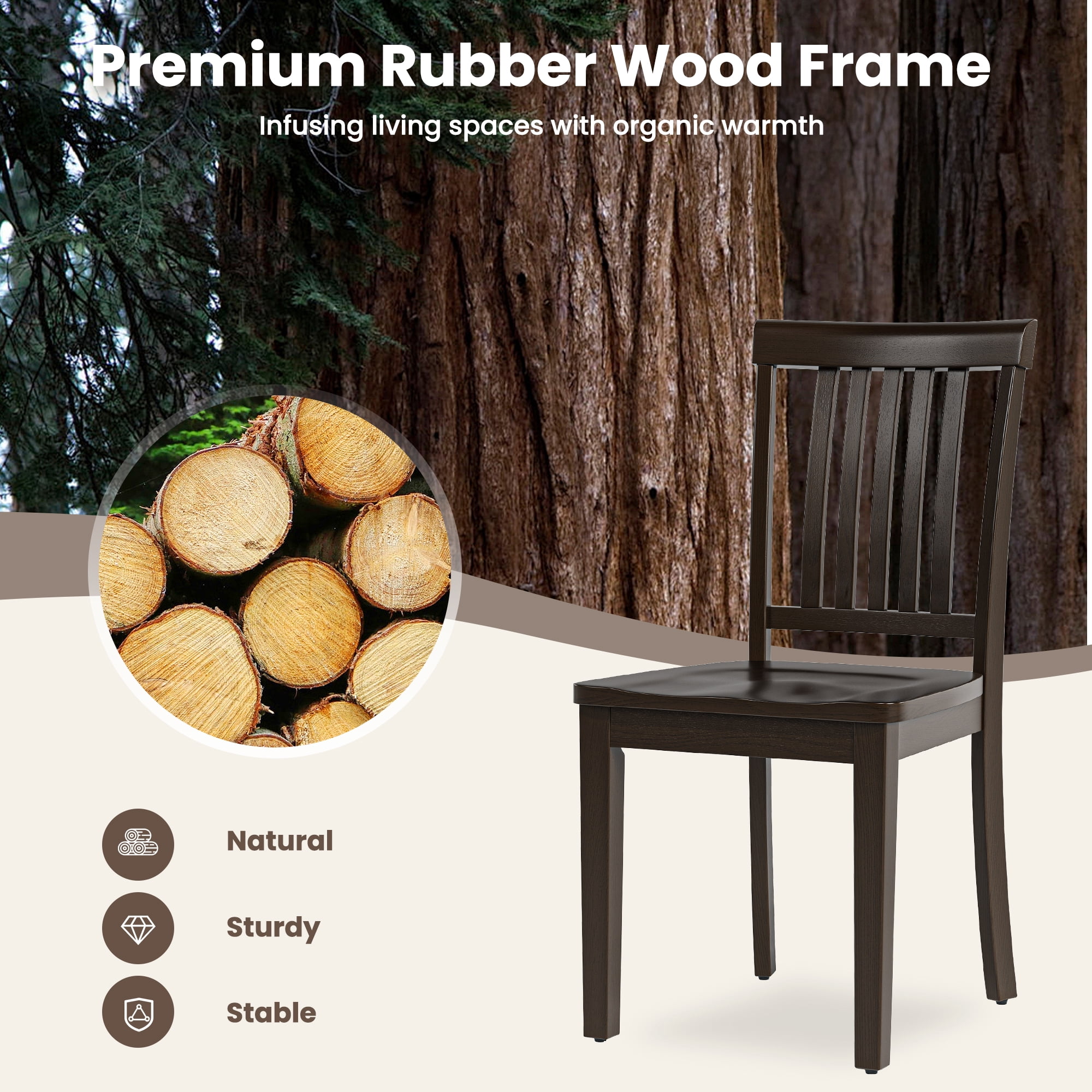 Wooden Windsor Dining Chairs Set of 4,for Kitchen,Dining Room, Dark Brown