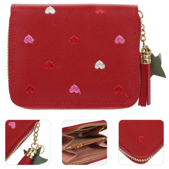 FOMIYES Red PU Card Wallet Set, Compact and Stylish Organizer for Cash, Cards, and Shopping Essentials