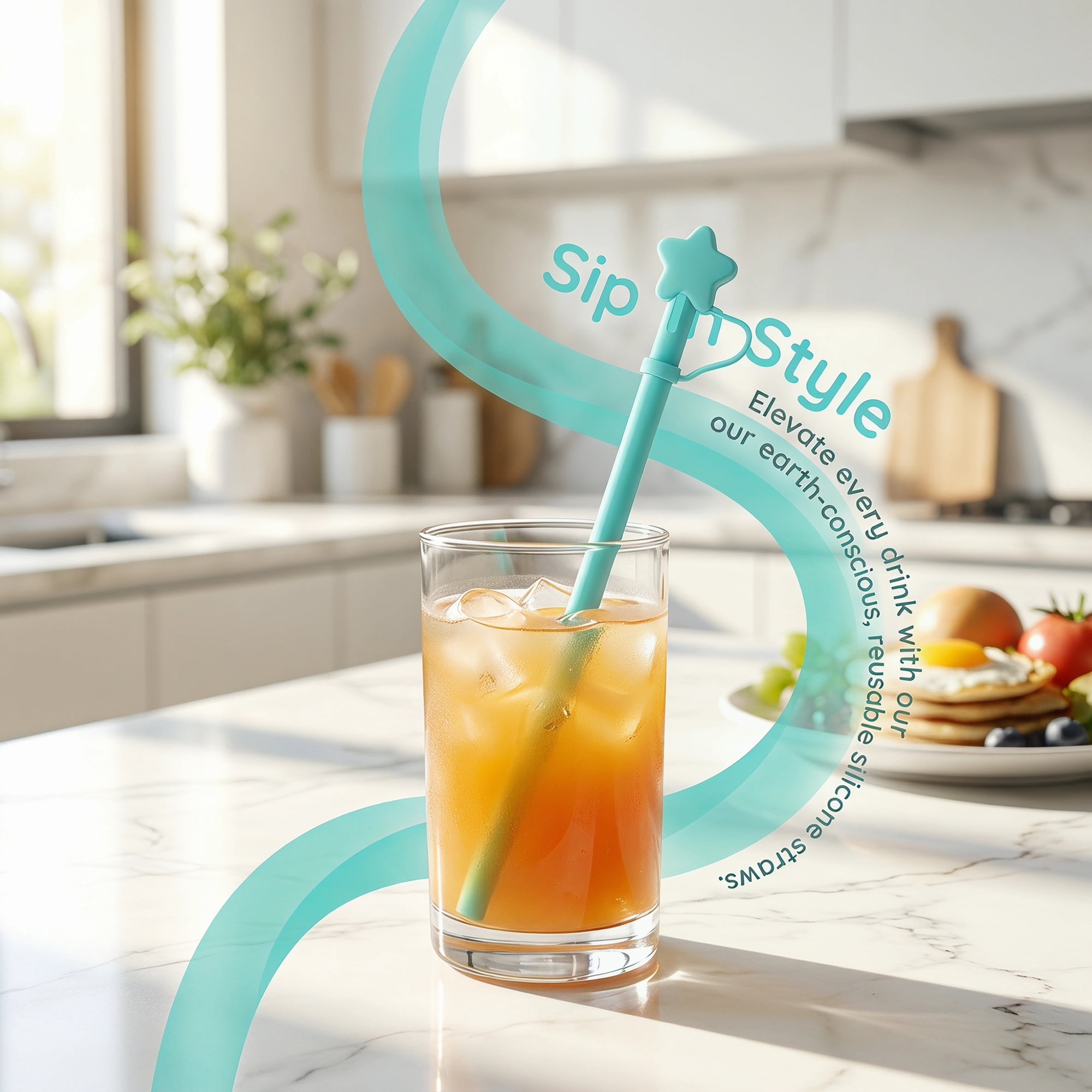 Unique Bargains 6Pcs Reusable Silicone Straws Drinking Straws Blue B