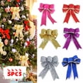 thumbnail image 3 of 5 Pcs Blue 25cm Christmas Bow Decor Xmas Party Ornament Glitter Powder Bow Home Birthday Wedding Festival Handmade DIY Decoration Accessories, 3 of 4