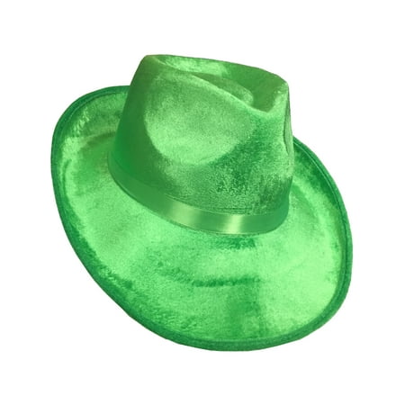 Green Felt Hat - Deluxe Green Felt Roaring 20s Gangster St Patricks Day Fedora Hat